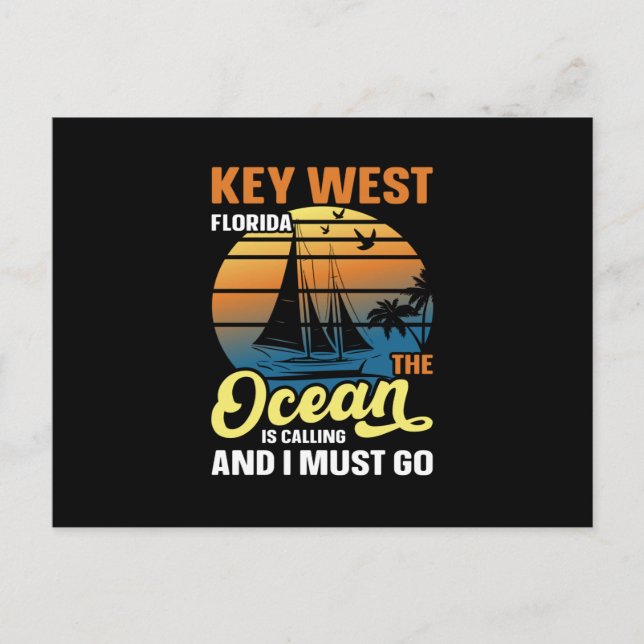 Cartão Postal Key West Flórida o oceano está chamando e eu devo (Frente)