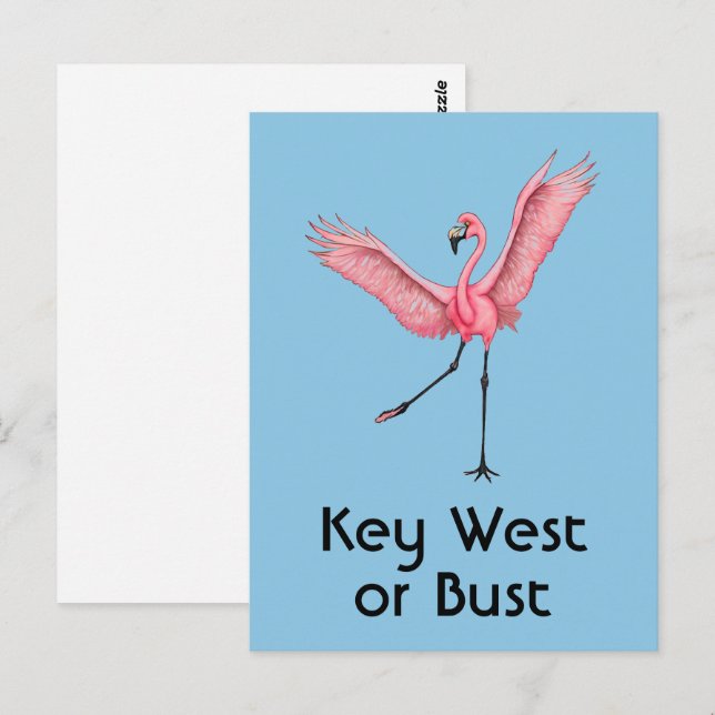 Cartão Postal Key West ou Bust Funny Flamingo rosa Flamingo (Frente/Verso)