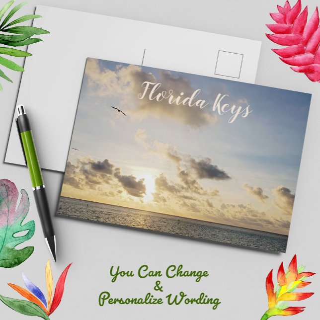 Cartão Postal Key West Ouro Sunset com Bird Flying (Criador carregado)