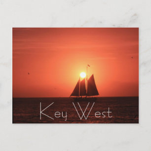 Cartão Postal Key West, Sailboat no Sunset Postcard