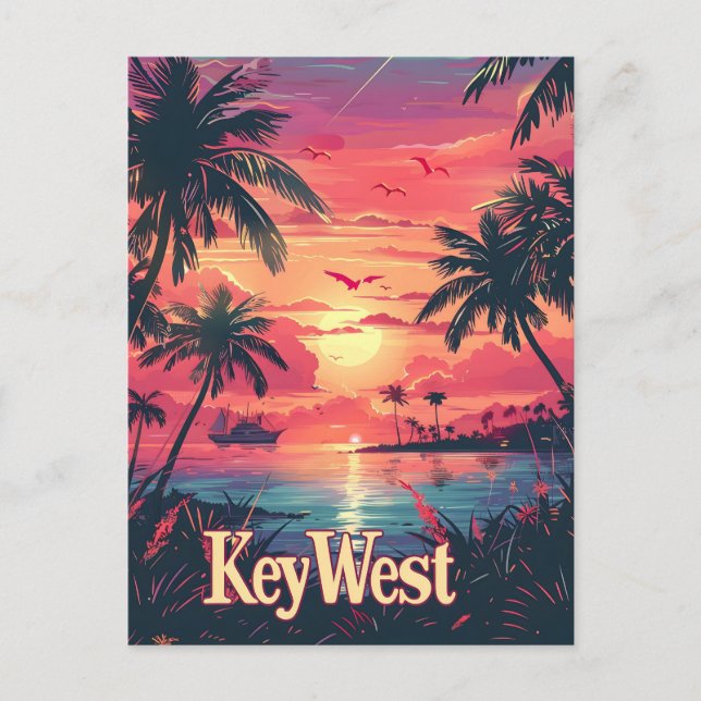 Cartão Postal Key West Serenity: Sunset Tropical (Frente)