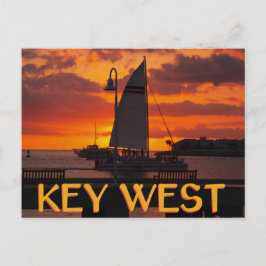 Cartão Postal Key West Sunset com Boats