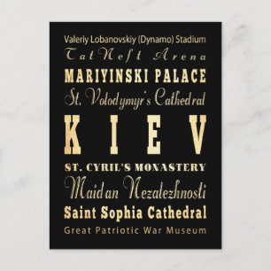 Cartão Postal Kiev City of Ucrânia Typografia Art