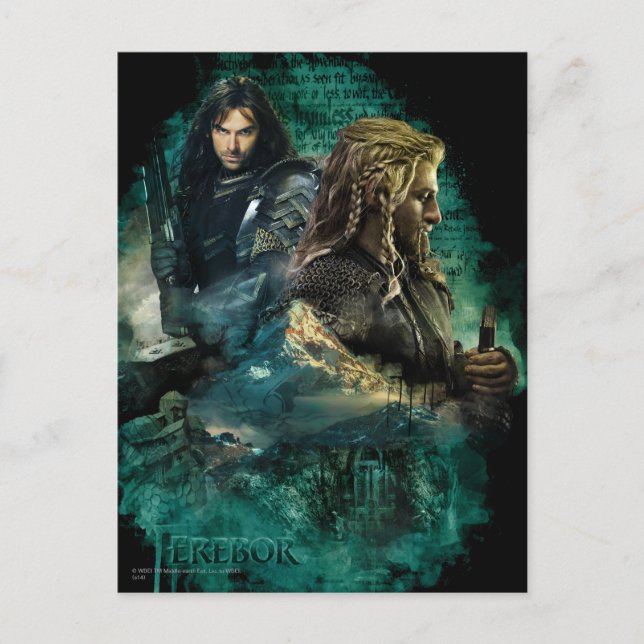 Cartão Postal Kili & Fili sobre Erebor (Frente)