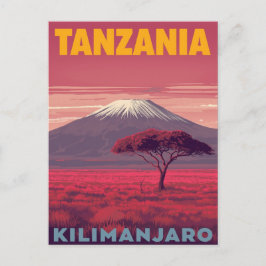 Cartão Postal Kilimanjaro Tanzania Retro Travel
