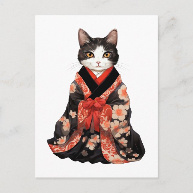Cartão Postal Kimono Cat (Frente)