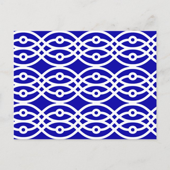 Cartão Postal Kimono impressão, azul de cobalto e branco (Frente)