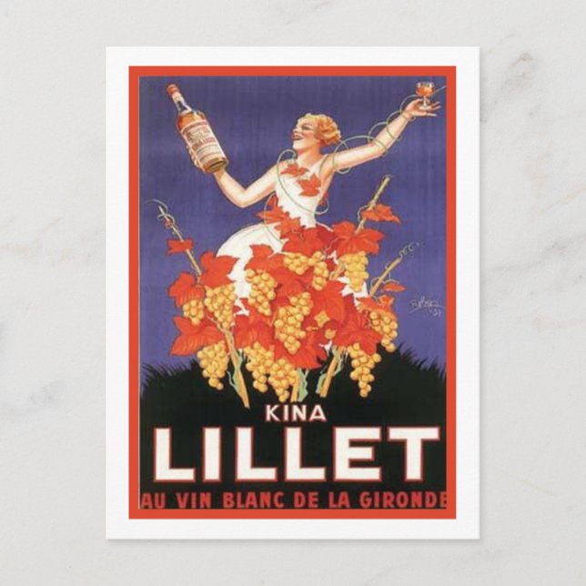 Cartão Postal Kina Lillet Vintage Ad (Frente)