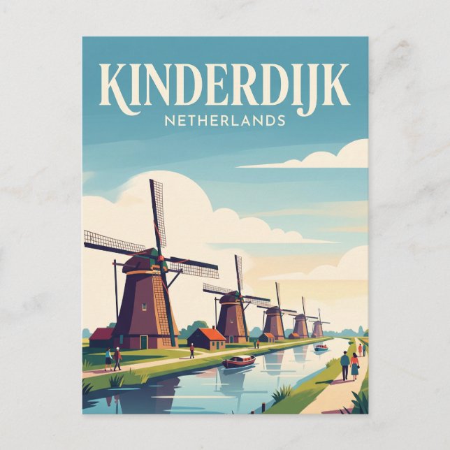 Cartão Postal Kinderdijk Holanda (Frente)