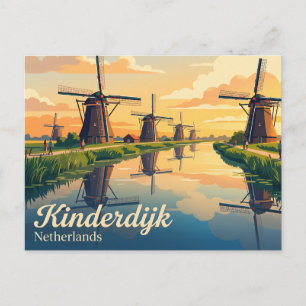 Cartão Postal Kinderdijk Holanda