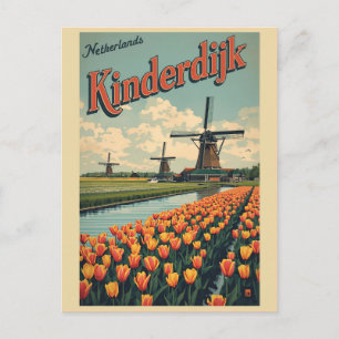Cartão Postal Kinderdijk Holanda Países Baixos Moinhos de Vento