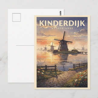 Cartão Postal Kinderdijk Holanda Viagem Vintage