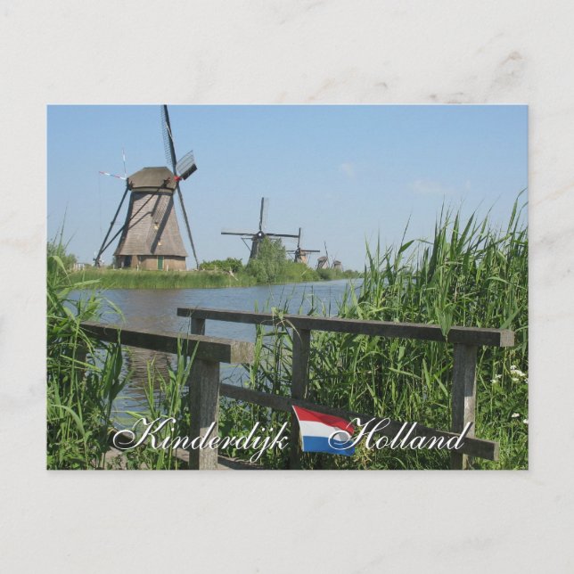 Cartão postal Kinderdijk Windmills Holland (Frente)