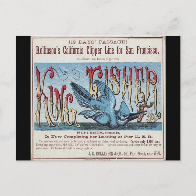 Cartão Postal King Fisher Clipper Navegando (Frente)