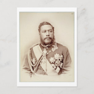 Cartão Postal King Kalakaua (1836-91), final c19th (foto sepia)