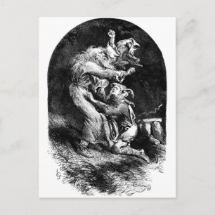 Cartão Postal King Lear e Fool numa Tempestade