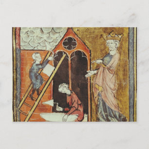Cartão Postal King Louis VI Assistindo à Construção da