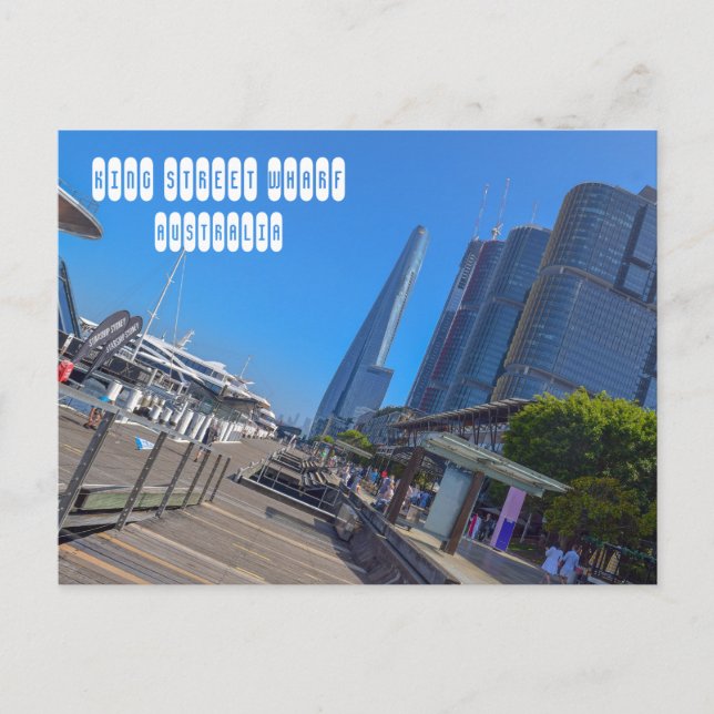 Cartão Postal King Street Wharf em Sydney Austrália (Frente)