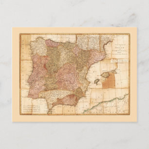 Cartão Postal Kingdoms of Espanha e Portugal Map por R Sayer 177