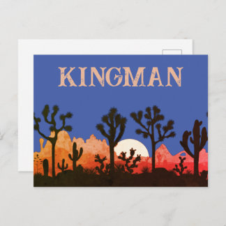 Cartão Postal Kingman Arizona Cactus Moonrise Sudoeste Sunset