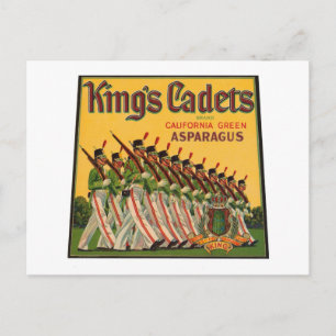 Cartão Postal Kings Cadetes Asparagus Vintage Rótulo