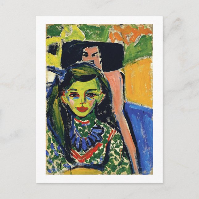 Cartão Postal Kirchner Fränzi em frente à presidência esculpida (Frente)