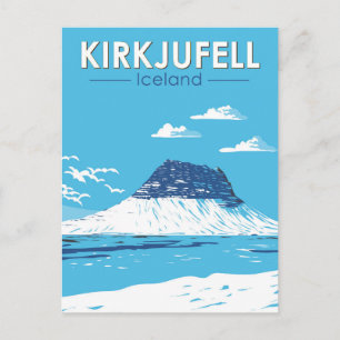 Cartão Postal Kirkjufell Viagem Islândia Arte Vintage