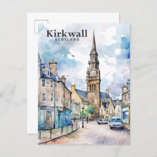 Cartão Postal Kirkwall Scotland Watercolor Painting Viagem