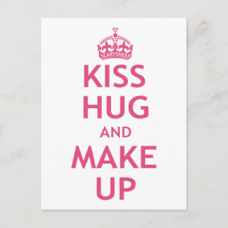 Cartão Postal Kiss Hug e maquiagem