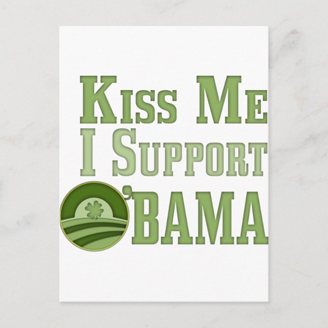 Cartão Postal Kiss Me Irish Obama (Frente)