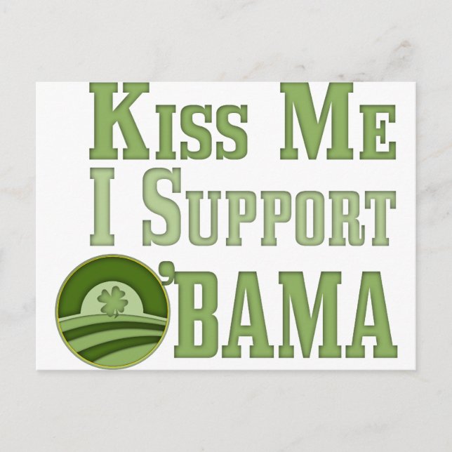 Cartão Postal Kiss Me Irish Obama (Frente)