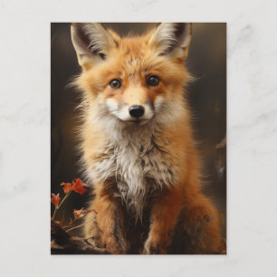 Cartão Postal Kit Adorable Red Fox