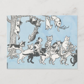 Cartão Postal Kitazawa Rakuten nekonokunino youchien 1915