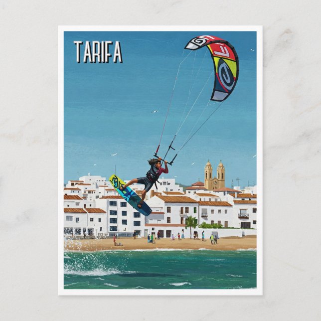 Cartão Postal Kitesurfing Tarifa Espanha (Frente)