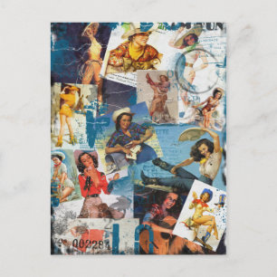 Cartão Postal Kitsch Bitsch : Pin-up da Cowgirl destruída n.o 2