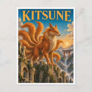 Cartão Postal Kitsune, Monstro de Fantasia Gótica