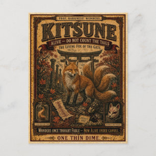 Cartão Postal Kitsune, Monstro do Circo Vintage