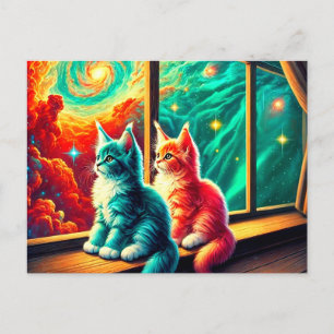 Cartão Postal Kitten Art