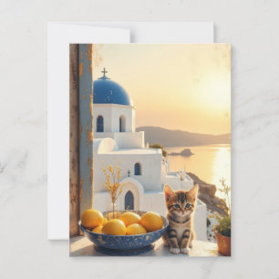 Cartão Postal Kitten com vista ao pôr do sol