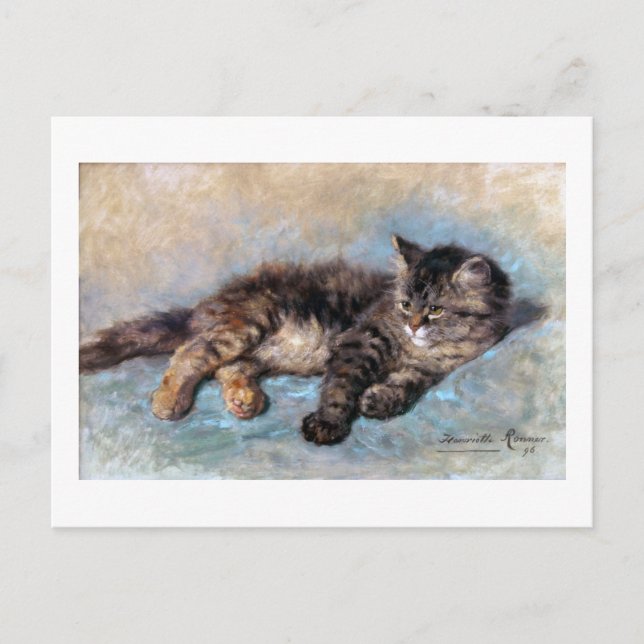 Cartão Postal Kitten, Henriette Ronner-Knip (Frente)