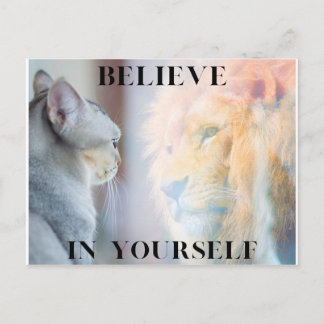 Cartão Postal Kitten & Lion Mirror Believe in Yourself