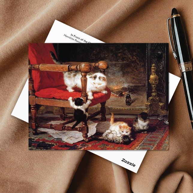 Cartão Postal Kittens pela Lareira Henriëtte Ronner-Knip (Criador carregado)
