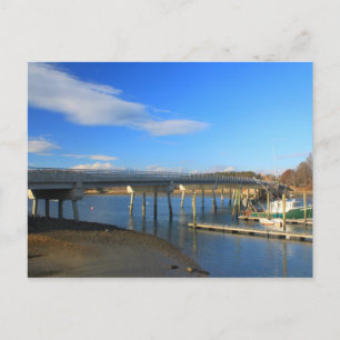 Cartão Postal Kittery Maine Boat e Bridge