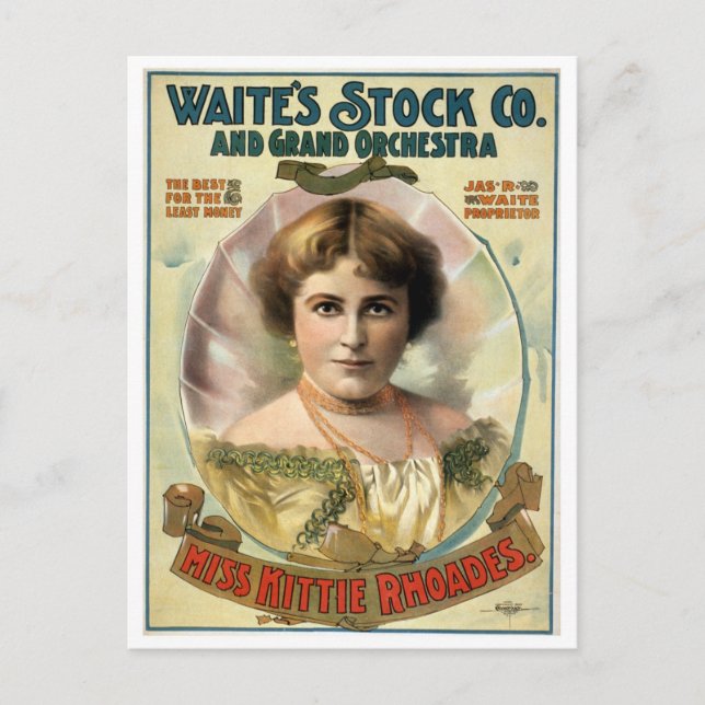Cartão Postal Kittie Rhoades Vintage Teatro Poster (Frente)