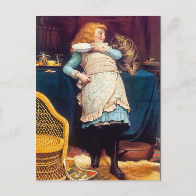 Cartão Postal Kitty Cat Love - Vintage Art (Frente)