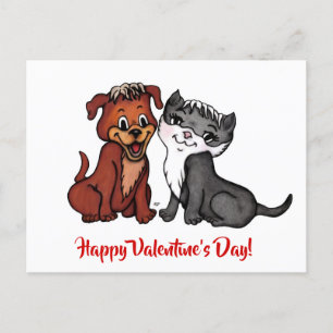 Cartão Postal Kitty e Cachorrinho, Feliz Dia dos Namorados!