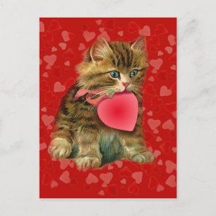 Cartão Postal KITTY, & HEARTS por SHARON SHARPE