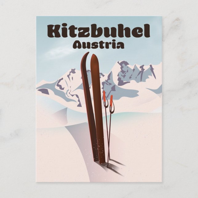 Cartão Postal kitzbuhel poster de esqui austríaco (Frente)