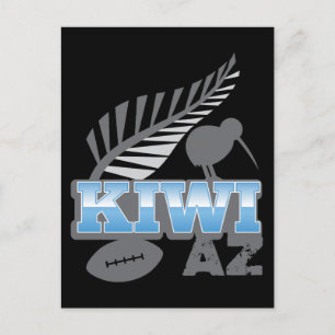 Cartão Postal KIWI AZ rugby bird e prata-ferro Nova Zelândia