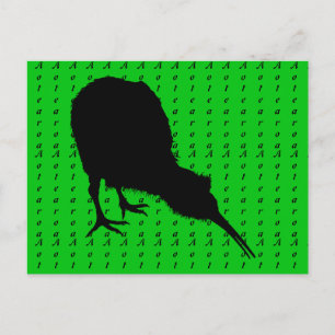 Cartão Postal Kiwi Bird & Aotearoa (escrevendo) Nova Zelândia